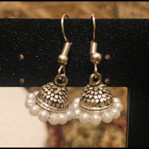 White silver jhumkis earrings